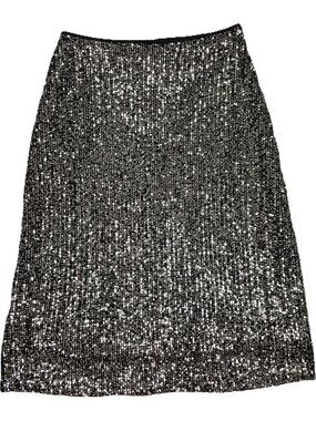 Nordstrom Chelsea 28 Womens Sequin Skirt Midi Small S Black With Silver Sparkle